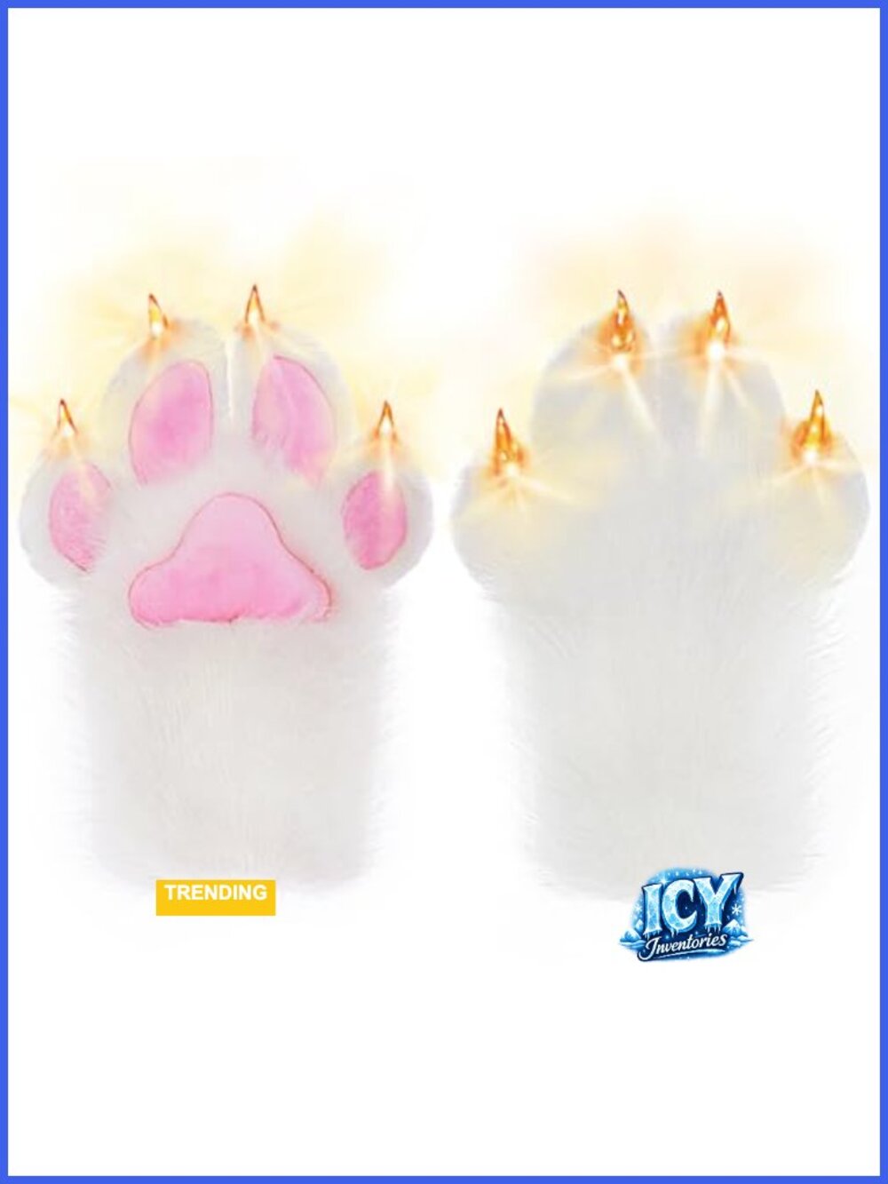 LED Faux Fur Animal Paw Gloves Furry Cosplay Claw Party Accessory